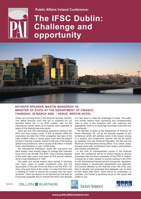 the ifsc Dublin: challenge and opportunity - Public Affairs Ireland