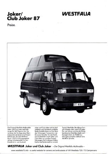 WESTFAUA - Westfalia T25 / T3 Info Site