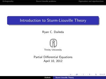 Introduction to Sturm-Liouville Theory - Trinity University