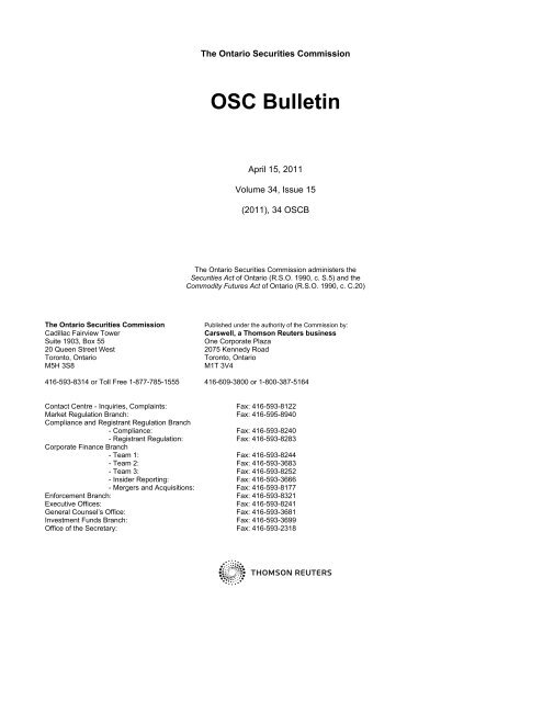 OSC Bulletin - Westlaw Canada