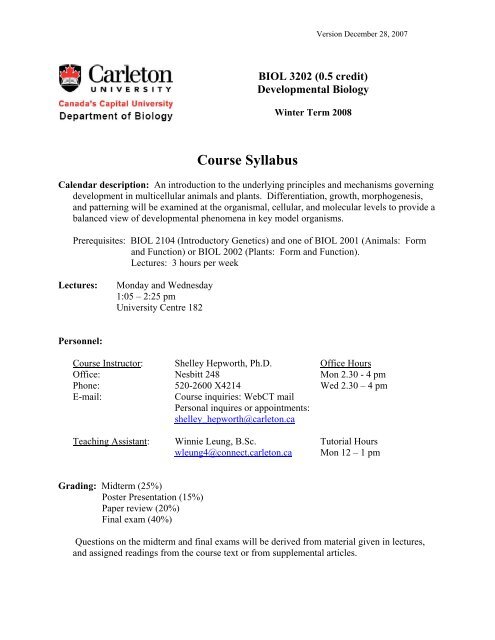 Course Syllabus - Carleton University