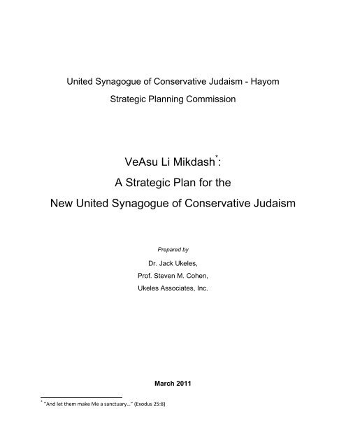 Strategic Plan - United Synagogue of Conservative Judaism