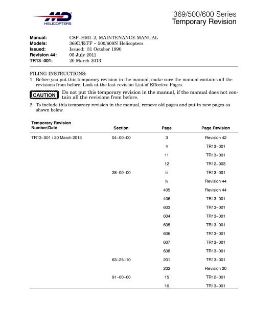 Temporary Revision 369/500/600 Series - MD Helicopters