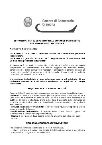 Istruzioni per la presentazione della domanda di concessione di ...