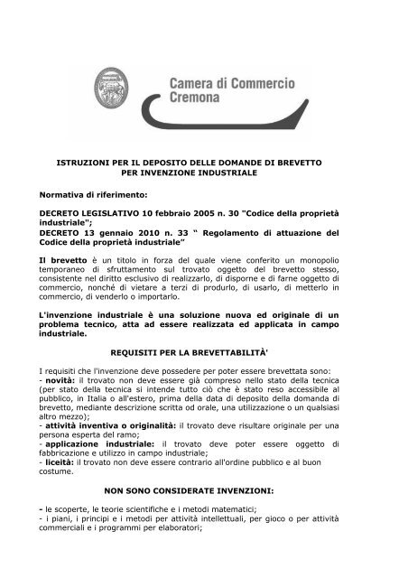 Istruzioni per la presentazione della domanda di concessione di ...