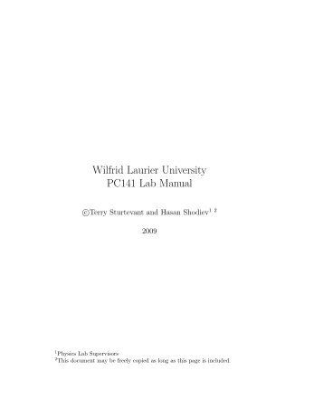 Download Lab Manual - Wilfrid Laurier University Physics Labs