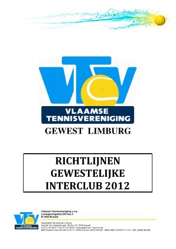 RICHTLIJNEN GEWESTELIJKE INTERCLUB 2012 - Vtv