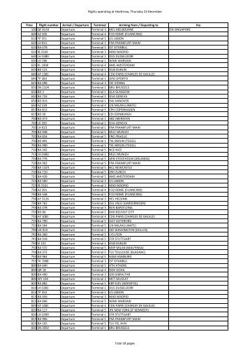 Flights operating at Heathrow, Thursday 23 ... - Heathrow Airport