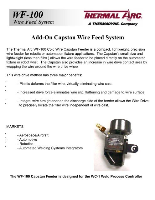 Capstan Wire Feeder and Control - semirca, ca