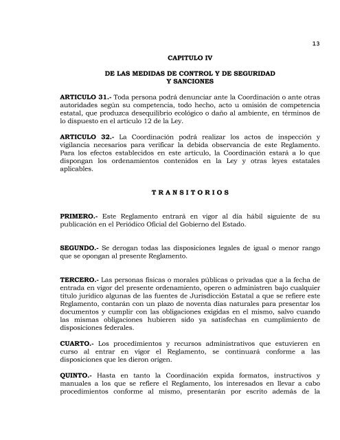 Reglamento de la Ley de Ecología y de Protección al ... - INAFED