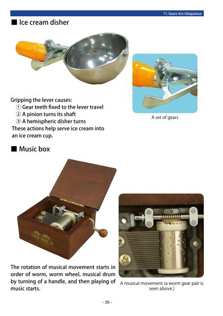 The examples of the use of gears