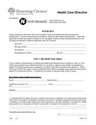 Health Care Directive - North Memorial Health Care