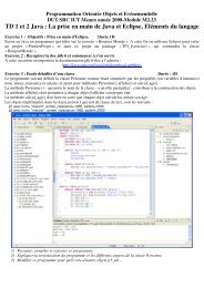 TD 1 et 2 Java : La prise en main de Java et Eclipse, Eléments du ...