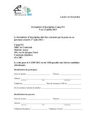 Formulaire d'inscription Camp 911 9 au 13 juillet 2012 Le formulaire ...