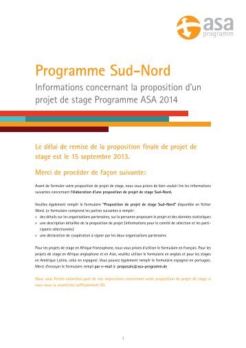 Programme Sud-Nord - ASA-Programm