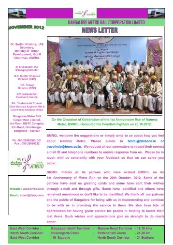 to view "BMRC Newsletter" - Bangalore Metro