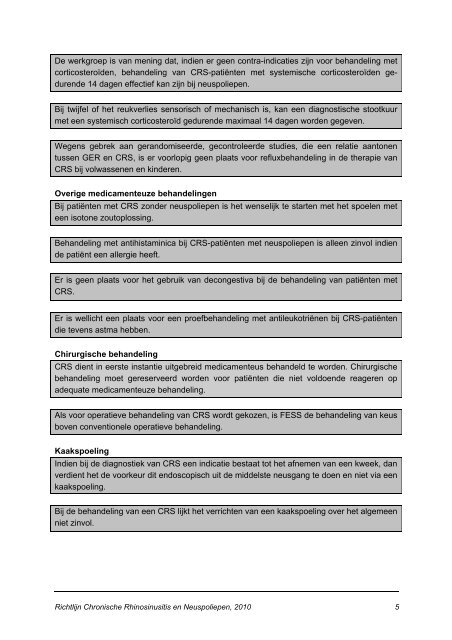 Richtlijn Chronische Rhinosinusitis en Neuspoliepen - Diliguide