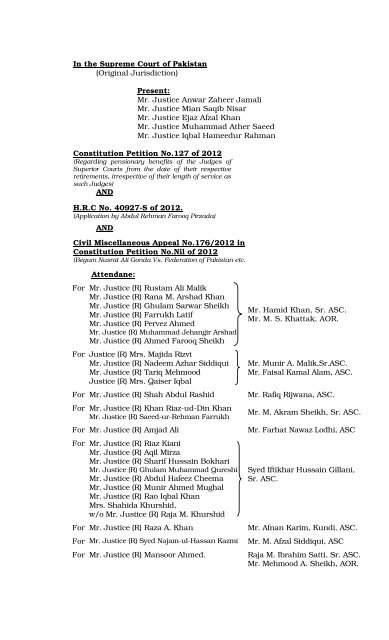 Constitution Petition No.21 of 2007-Final - Supreme Court of Pakistan