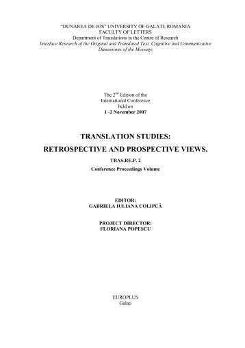 translation studies - Facultatea de Litere - Dunarea de Jos