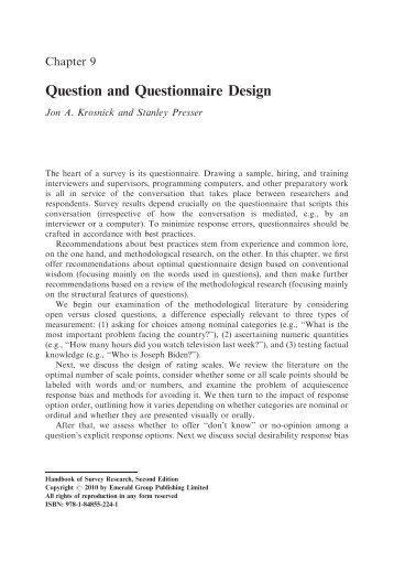 Question and Questionnaire Design - Stanford University
