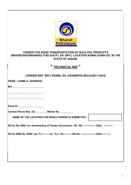 TECHNICAL BID - Bharat Petroleum