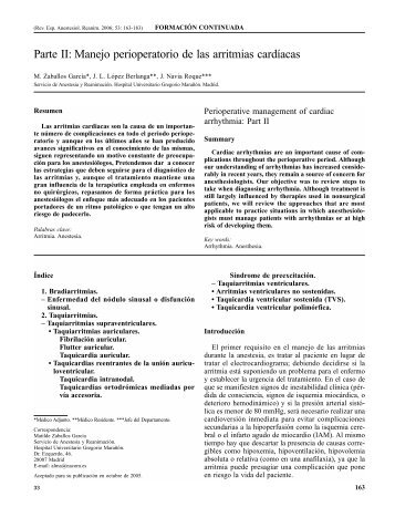 Parte II: Manejo perioperatorio de las arritmias cardÃ­acas