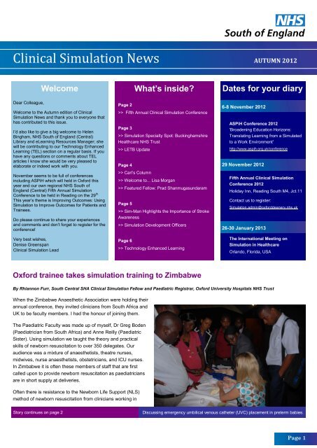 Clinical Simulation News ( Autumn 2012).pdf - Oxford Deanery