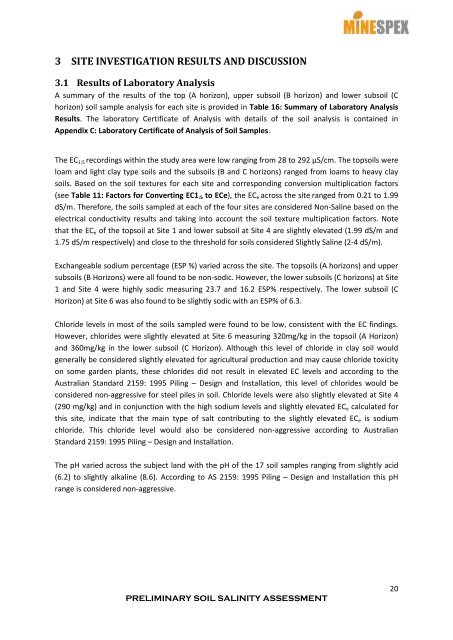 preliminary soil salinity assessment - Mid Western Regional Council