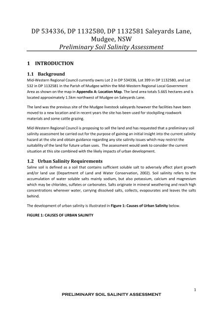 preliminary soil salinity assessment - Mid Western Regional Council