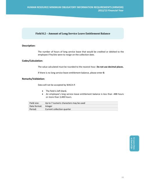 HRMOIR Data Definitions version 1.5 - Public Sector Commission