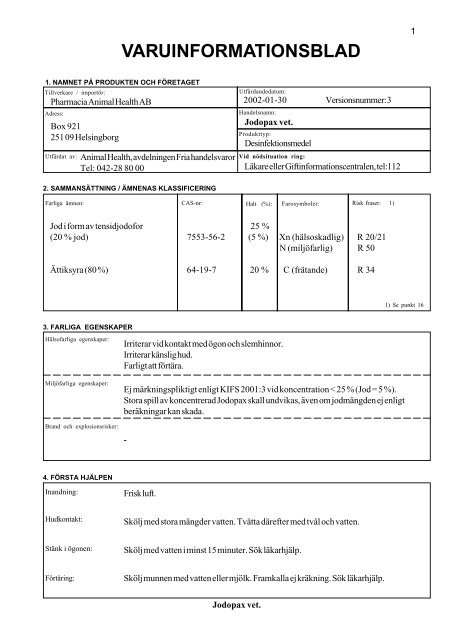 VARUINFORMATIONSBLAD - Apoteket
