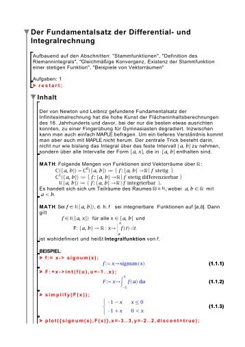 Der Fundamentalsatz der Differential- und Integralrechnung