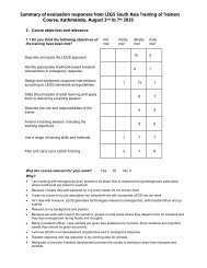 Summary of evaluation responses from LEGS South Asia Training of ...