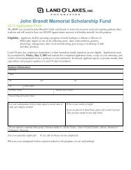 John Brandt Memorial Scholarship Fund - Land O'Lakes Inc.