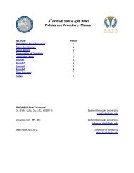 1 Annual SEATA Quiz Bowl Policies and Procedures Manual