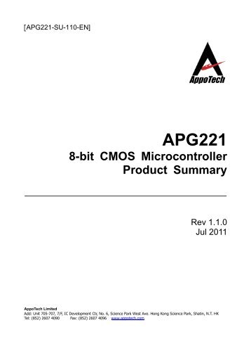 APG221 8-bit CMOS Microcontroller - AppoTech