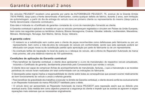 Garantia contratual 2 anos - Peugeot