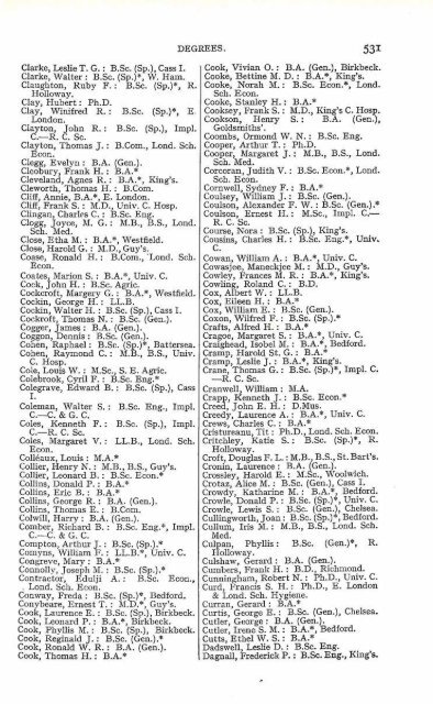 Graduates list 1932 - Senate House Libraries - University of London