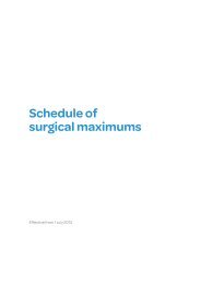 Schedule of surgical maximums - Southern Cross Healthcare