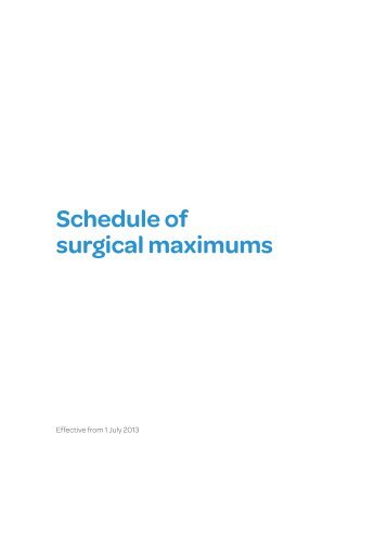 Schedule of surgical maximums - Southern Cross Healthcare