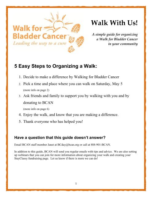 Walk for Bladder Cancer Guide (pdf) - Bladder Cancer Advocacy ...