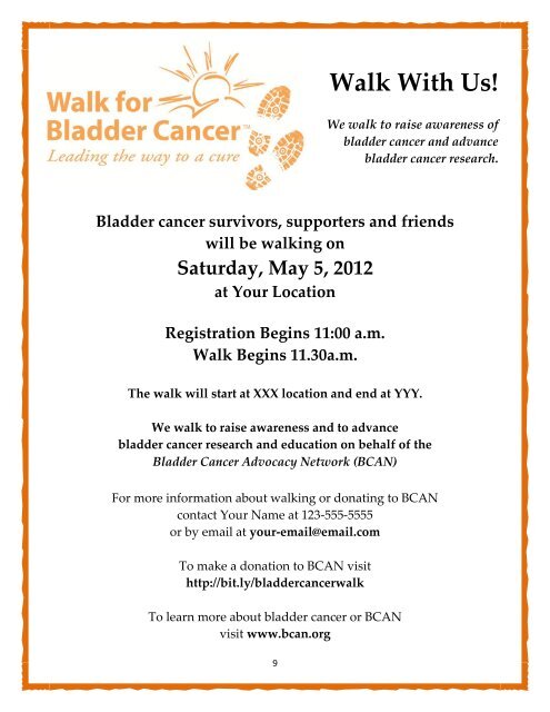 Walk for Bladder Cancer Guide (pdf) - Bladder Cancer Advocacy ...