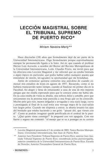 LecciÃ³n Magistral sobre el Tribunal Supremo de Puerto ... - HOMINES