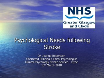 Psychological Needs following Stroke