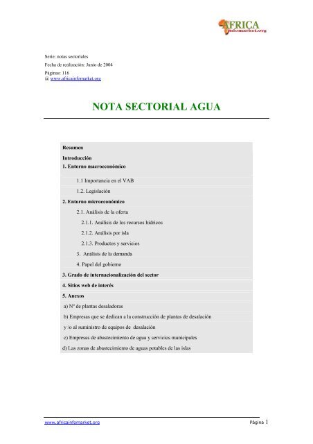 NOTA SECTORIAL AGUA - Agencia Insular de EnergÃ­a de Tenerife