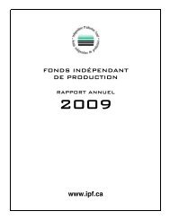 Fonds indÃ©pendant de production rapport annuel 2009