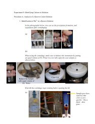 Experiment 8: Identifying Cations in Solution Procedure A. Analysis ...