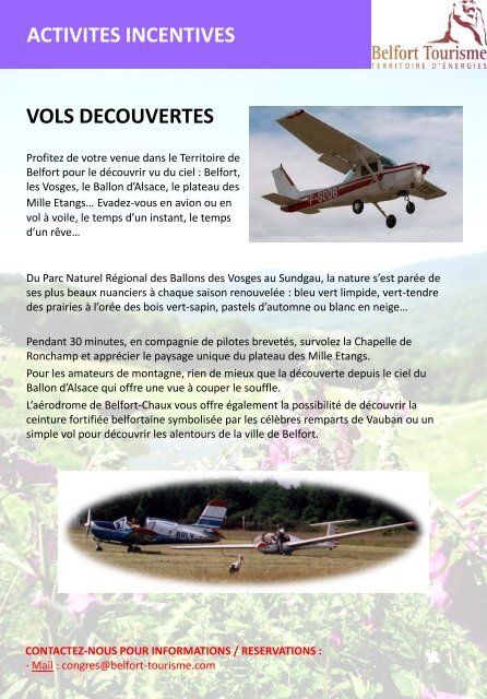 activites incentives - Belfort Tourisme