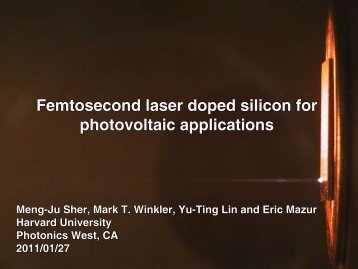 Femtosecond laser doped silicon for photovoltaic applications