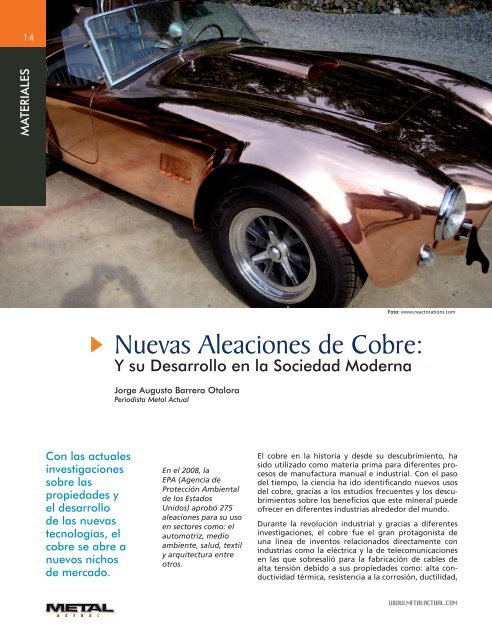 Nuevas Aleaciones de Cobre: - Revista Metal Actual